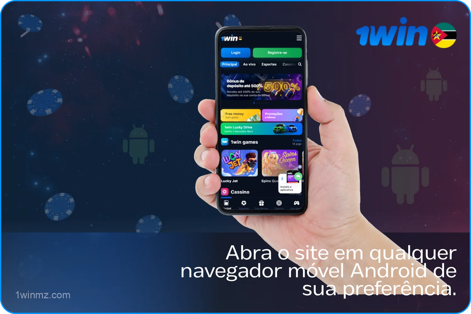 Para fazer o download do aplicativo, os utilizadores de Moçambique precisam de abrir o site em qualquer navegador móvel para Android