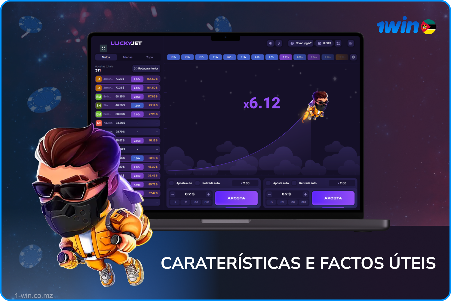 Lucky Jet em Moçambique é um jogo online popular com jogabilidade dinâmica, regras simples e tecnologia Provably Fair