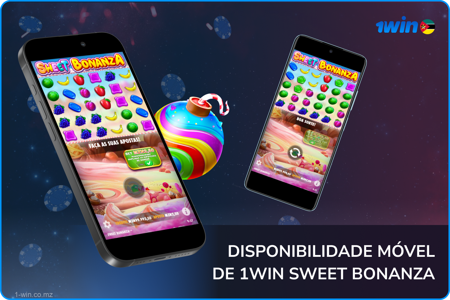 Descarregue a aplicação gratuita Sweet Bonanza da 1win para Android ou iOS a partir do sítio Web oficial para jogar a slot de vídeo em movimento